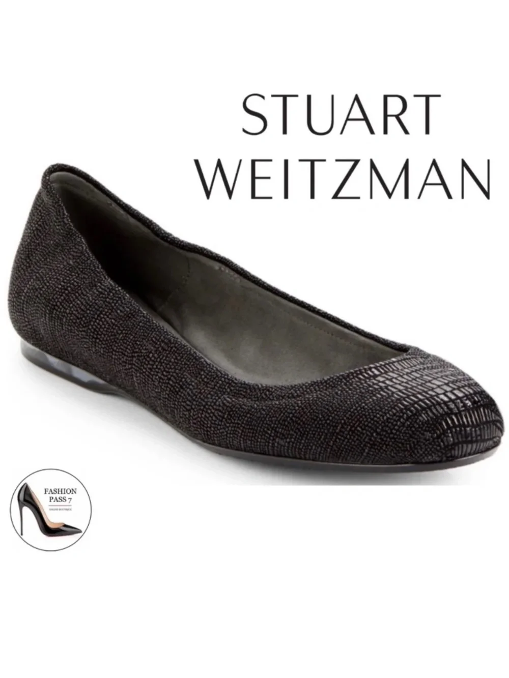 Stuart Weitzman Dotsnot Black Suede Animal Print Ballet Flats Low-Heel Shoes 6.5